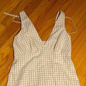 Beige checkered ankle length dress